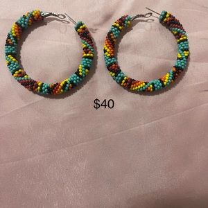 Beaded Hoop Earri face